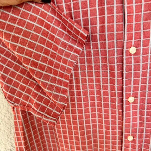 Dockers Mens Red Plaid Short Sleeve Button Front Shirt Size Large - Picture 3 of 7